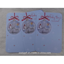 Die-Cut Round Corner em relevo Glitter Christmas Bell Cartões para o primeiro bebê
